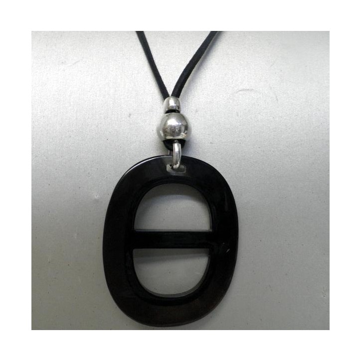 Sautoir Secret de Cuir Ecaille Noir