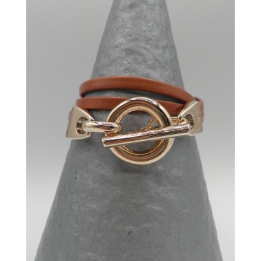 Bracelet Secret de Cuir 659 Camel Doré