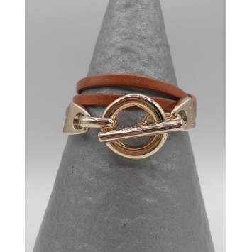 Bracelet Secret de Cuir 659 Camel Doré