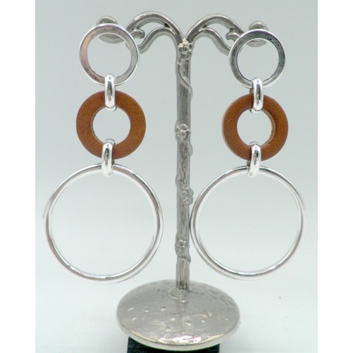 Boucles d'oreilles Secret de Cuir 906 Cuir Camel