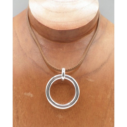 Collier Secret de Cuir 168 Rond Camel