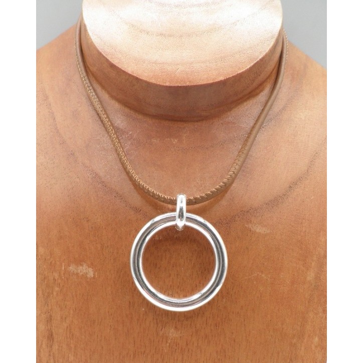 Collier Secret de Cuir 168 Rond Camel