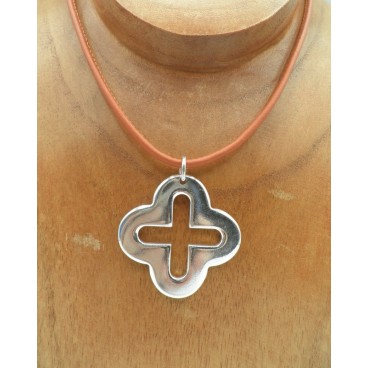 Collier Secret de Cuir Croix Orange