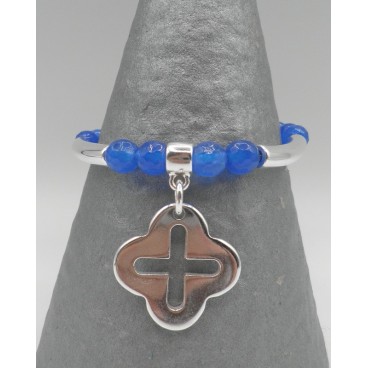 Bracelet Secret de Cuir 1343 Pierres Bleues