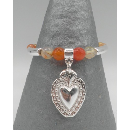 Bracelet Secret de Cuir 1343 Pierres Oranges