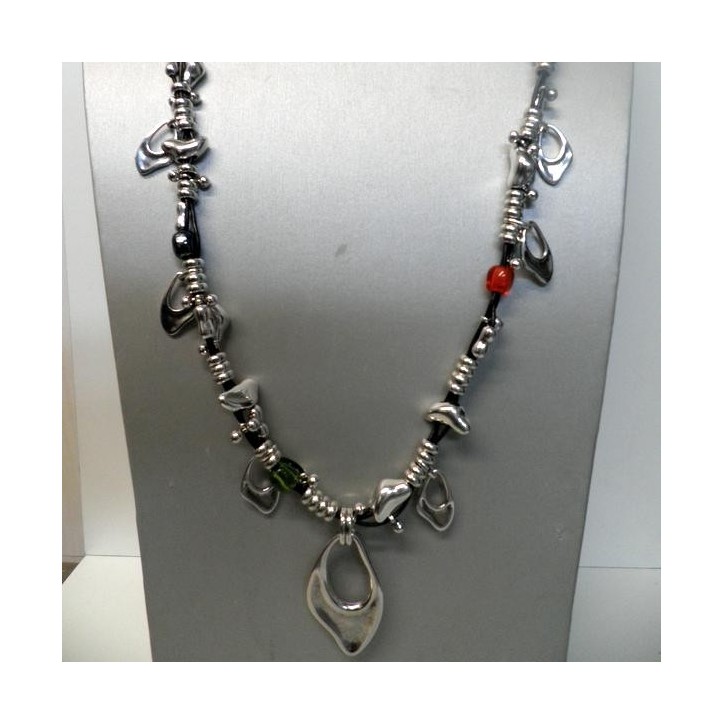 Sautoir Ciclon en Cuir et Pierres Multicolores , Bijoux Ciclon