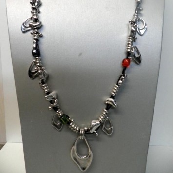 Sautoir Ciclon en Cuir et Pierres Multicolores , Bijoux Ciclon