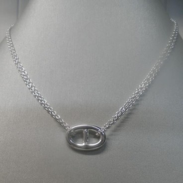 Collier Clio Blue Argent double chaine , Clio Blue Bijoux