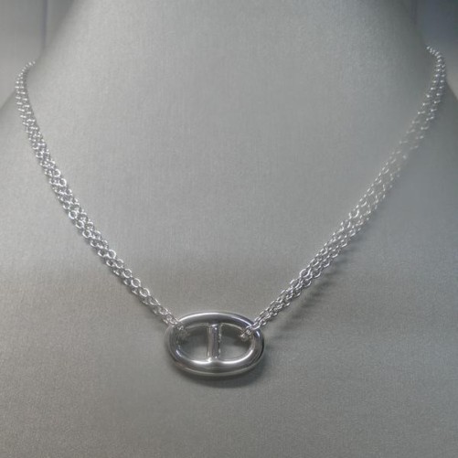Collier Clio Blue Argent double chaine , Clio Blue Bijoux