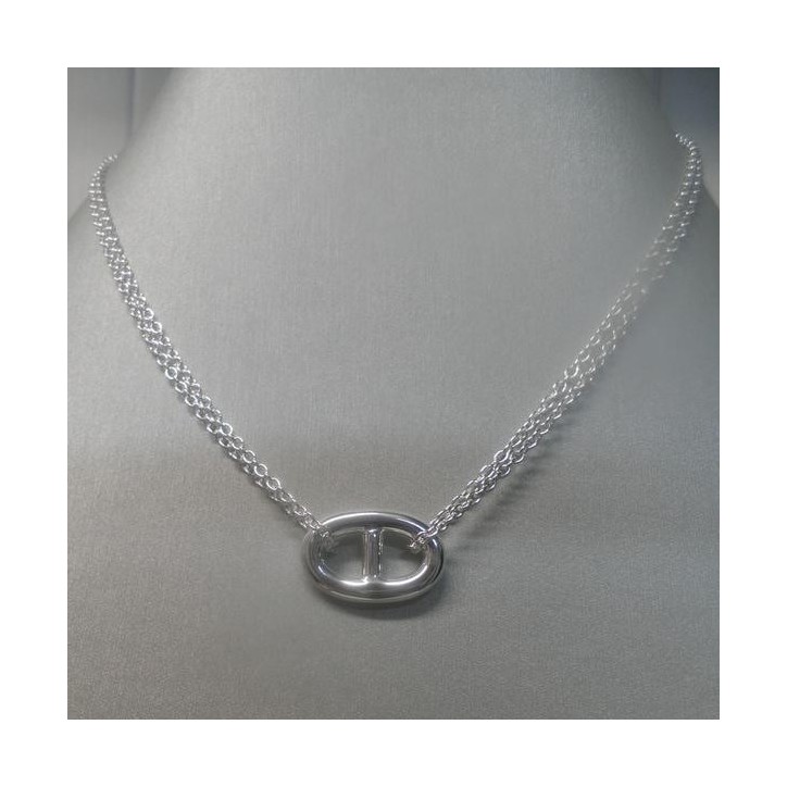 Collier Clio Blue Argent double chaine , Clio Blue Bijoux