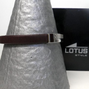 Bracelet Lotus pour Homme en Acier et Cuir Marron , Bijoux Lotus