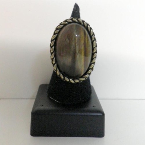 Bague Nature Collection Himba en Metal Dore et Oeil de Tigre , Bijoux Nature