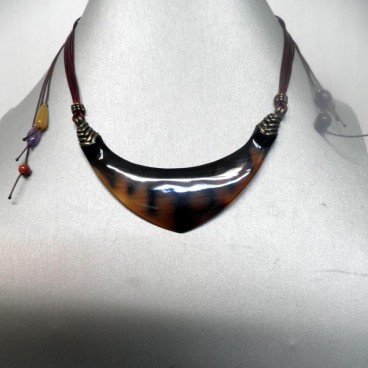 Collier Nature Collection Himba en Corne et Cuir , Bijoux Nature