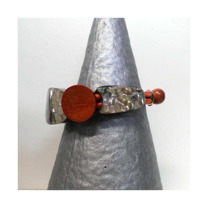 Bracelet Nature Collection Haliotidae Rigide avec Bois , Bijoux Nature