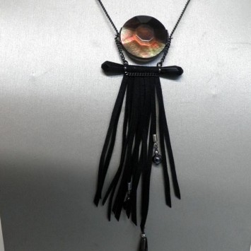 Sautoir Nature Collection Bageera en Metal Argente et Pierres , Bijoux Nature