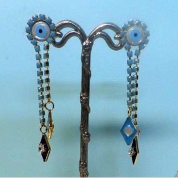 Boucles d'oreilles Reminiscence collection Saint Barth pendantes colorees avec p