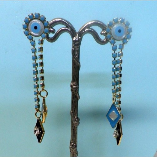 Boucles d'oreilles Reminiscence collection Saint Barth pendantes colorees avec p