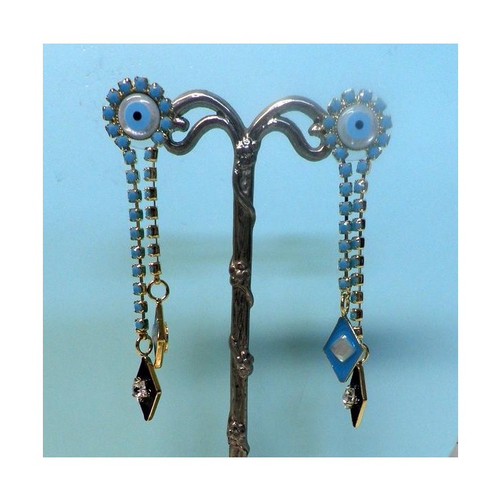 Boucles d'oreilles Reminiscence collection Saint Barth pendantes colorees avec p