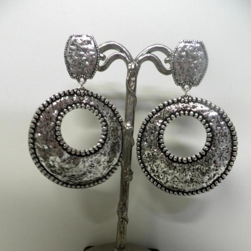 Boucles d'oreilles Shabada Pendantes Rondes Martelees , Bijoux Shabada